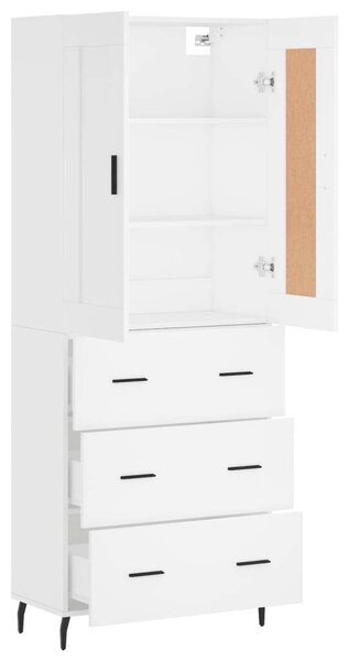 Modern Fehér Magasszekrény - 3 Fiók, 2 Ajtó - 180 cm