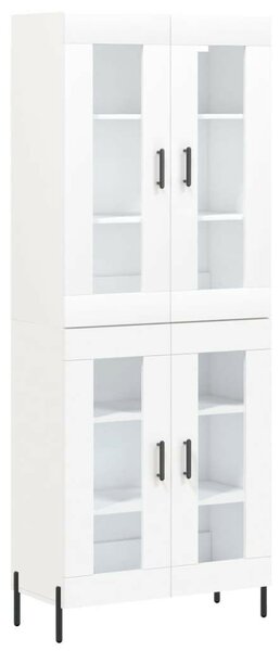 VidaXL Fehér Fa Magasszekrény - Üvegbetétes - 180 cm