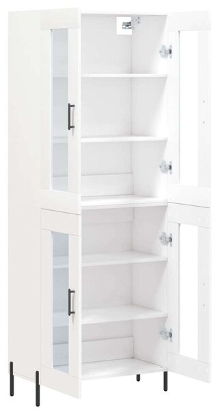 VidaXL Fehér Fa Magasszekrény - Üvegbetétes - 180 cm