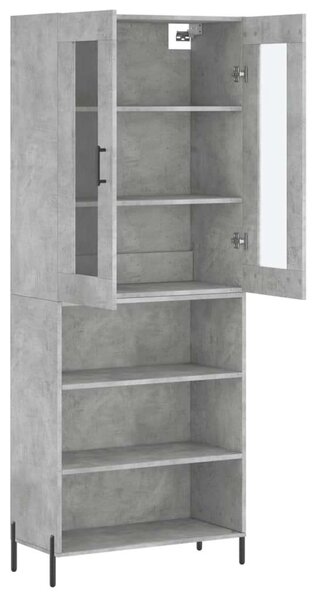 Betonszürke szerelt fa magasszekrény 69,5 x 34 x 180 cm
