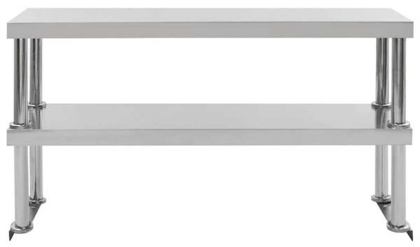 2-szintes rozsdamentes acél munkapult feletti polc 120x30x65 cm