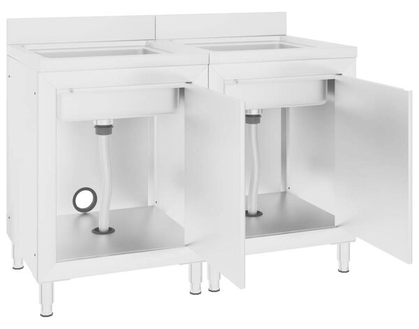 GastroChef - Dupla Mosogatószekrény - Rozsdamentes Acél - 120x60cm