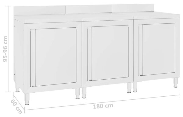 GastroMax - Munkapultszekrény - Rozsdamentes Acél - 180x60x96cm