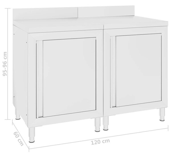 GastroChef Munkapultszekrény - Rozsdamentes Acél - 120x60x96 cm