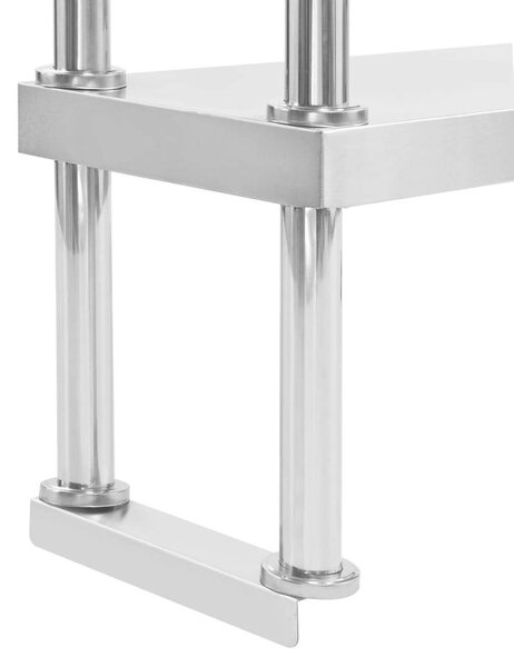 2-szintes rozsdamentes acél munkapult feletti polc 120x30x65 cm