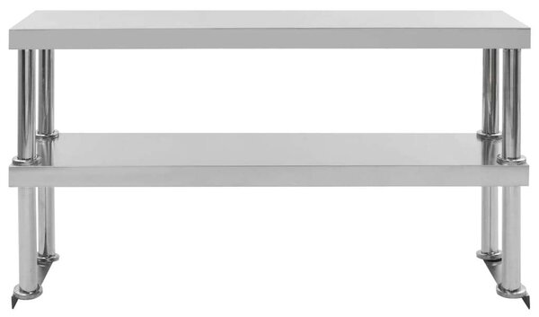 2-szintes rozsdamentes acél munkapult feletti polc 120x30x65 cm