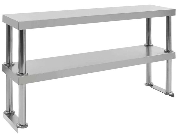 2-szintes rozsdamentes acél munkapult feletti polc 120x30x65 cm