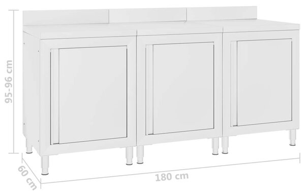 GastroMax - Munkapultszekrény - Rozsdamentes Acél - 180x60x96cm