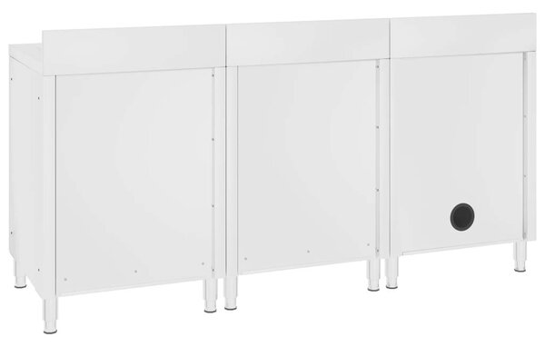 GastroMax Konyhai Mosogató Szekrény - Rozsdamentes Acél - 180x60x96 cm