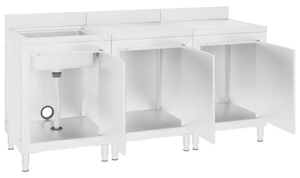 GastroMax Konyhai Mosogató Szekrény - Rozsdamentes Acél - 180x60x96 cm