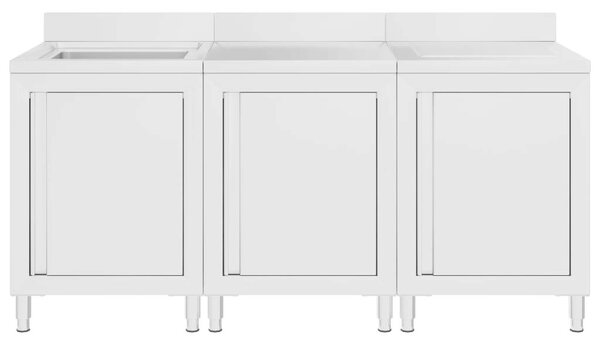 GastroMax Konyhai Mosogató Szekrény - Rozsdamentes Acél - 180x60x96 cm