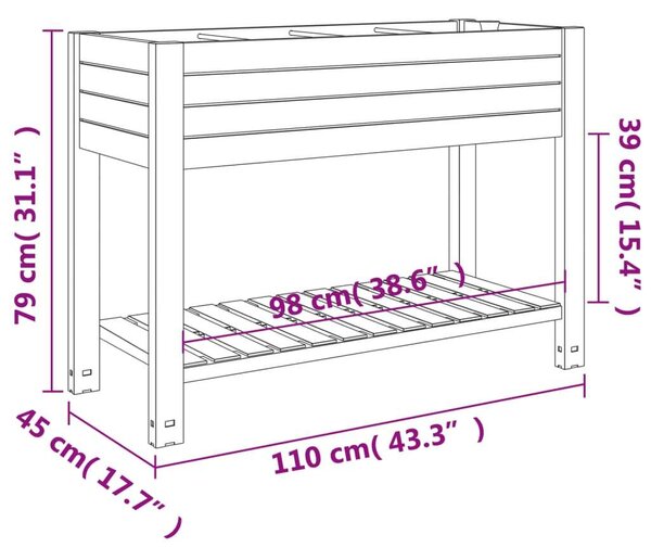 VidaXL Magaságyás - Polipropilén - 110x45x79 cm