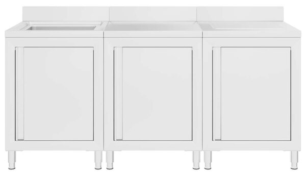 GastroMax Konyhai Mosogató Szekrény - Rozsdamentes Acél - 180x60x96 cm