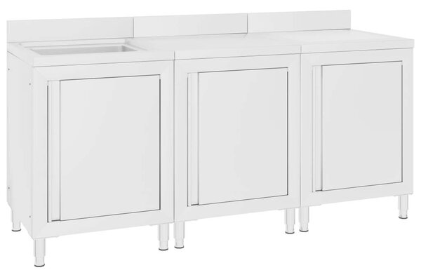 GastroMax Konyhai Mosogató Szekrény - Rozsdamentes Acél - 180x60x96 cm