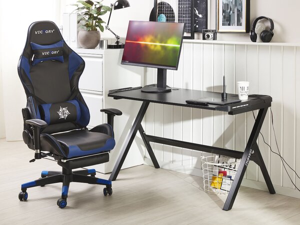 Gamer asztal DANVERS Fekete 120 cm 60 cm RGB LED
