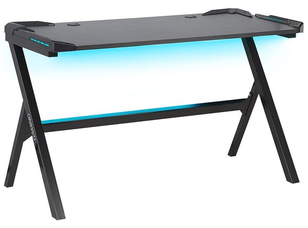 Gamer asztal DANVERS Fekete 120 cm 60 cm RGB LED