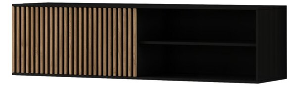 AKCIÓ Függesztett TV állvány MEORATI 150x40 cm, fekete/tölgy artisan II. osztály