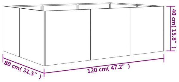 VidaXL Corten Acél Magaságyás - 120x80x40 cm