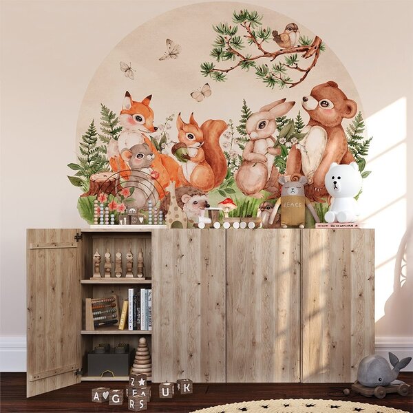 Gario Falmatrica gyerekeknek Animals from the magical forest - állatbarátok a réten Méret: 130 x 98 cm