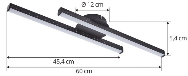Lindby Aurendor LED mennyezeti lámpa 60 cm, Fekete, Nappali / Étkező, Alumínium, Modern