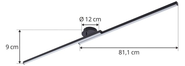 Lindby Aurendor LED mennyezeti lámpa, 135 cm, fekete, fém, Fekete, Nappali / Étkező, Alumínium, Modern