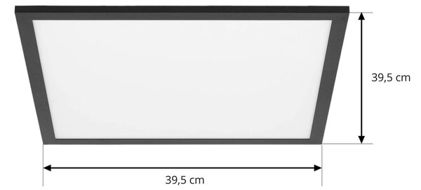 Lindby LED panel Lamin, fekete, 40 cm, CCT, dimmelhető, távirányítós, dimmelhető, Fekete, Nappali / Étkező, Modern