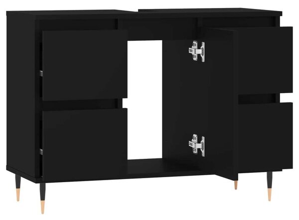 Modern Fekete Fürdőszobaszekrény - 80x33x60 cm