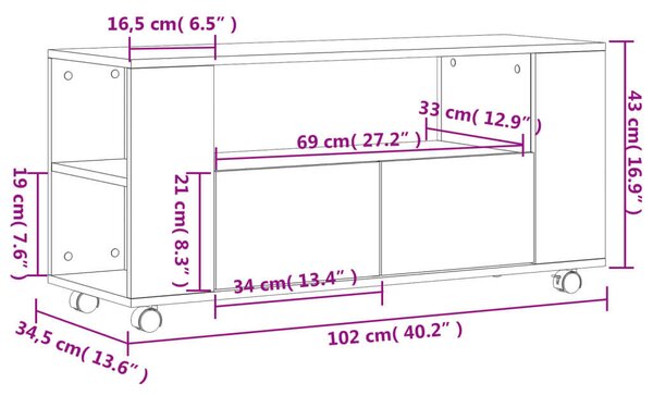 Vidaxl TV-szekrény Sonoma Tölgy - 102x34,5x43 cm