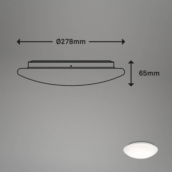 Briloner LED szenzoros mennyezeti lámpa Elipso IP44 4,000K Ø28cm, Fehér / opál, Fürdőszoba, Műanyag, Modern