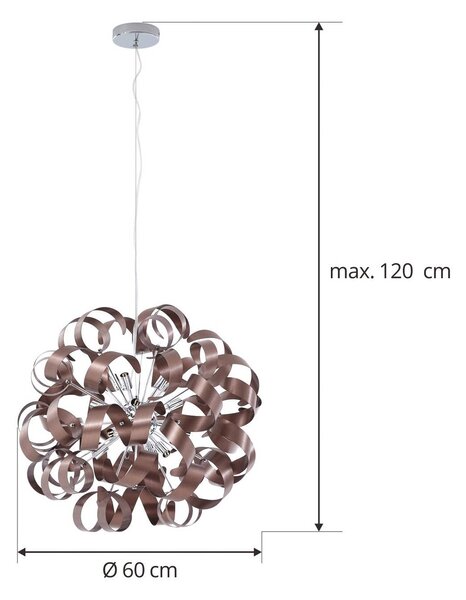 Lucande lógólámpa Kaelor, Ø 60 cm, réz színű, alumínium, dimmelhető, Réz, Nappali / Étkező, Alumínium, Dizájn
