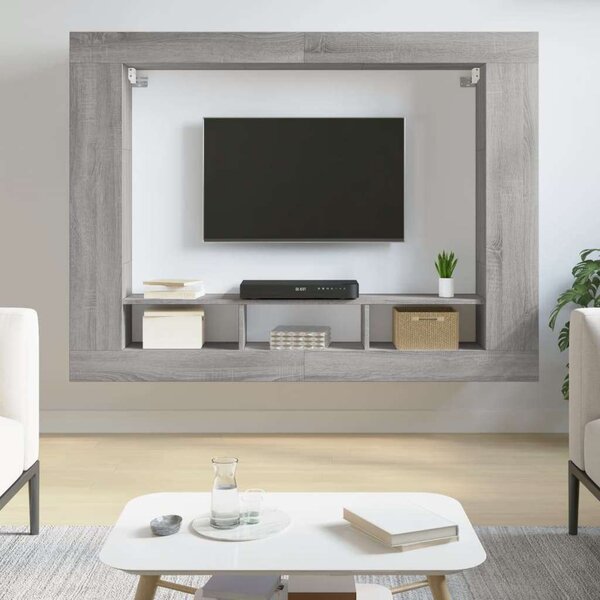 Modern Falra Szerelhető TV Szekrény - Sonoma Szürke - 152x113 cm