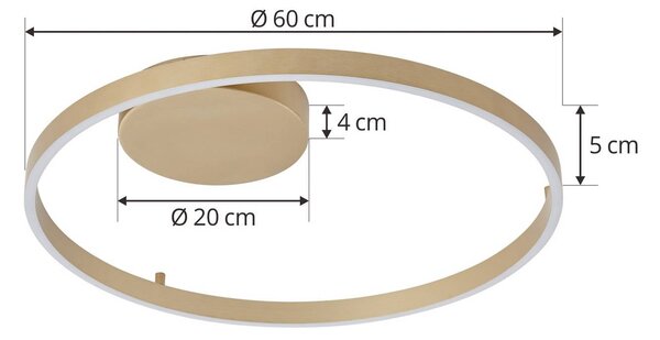 Lucande Smart LED mennyezeti lámpa Moise, arany, CCT, Tuya, dimmelhető, Sárgaréz / arany, Nappali / Étkező, Alumínium, Modern