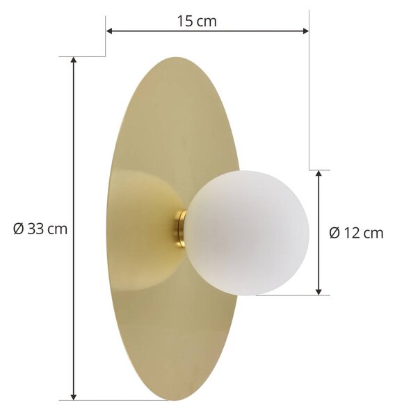 Lindby fali lámpa Zain, arany/fehér, üveg, Ø 33 cm, G9, dimmelhető, Sárgaréz / arany, Folyosó, fém, Modern