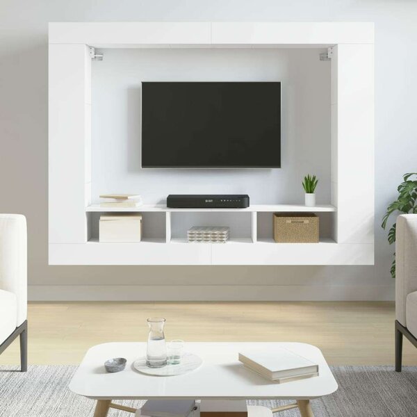 Modern Falra Szerelhető TV Szekrény - Fehér - 152x22x113 cm