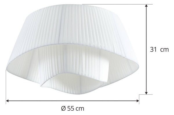 Lindby mennyezeti lámpa Eryndor, fehér, textil, Ø 47 cm, E27, dimmelhető, Fehér / opál, Nappali / Étkező, Textil / szövet / selyem, Modern