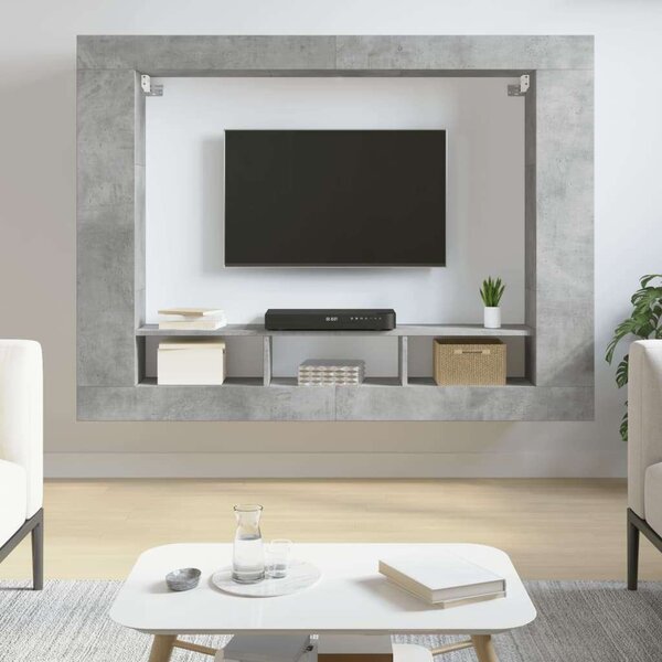 Modern Falra Szerelhető TV Szekrény - Beton Szürke - 152x113 cm
