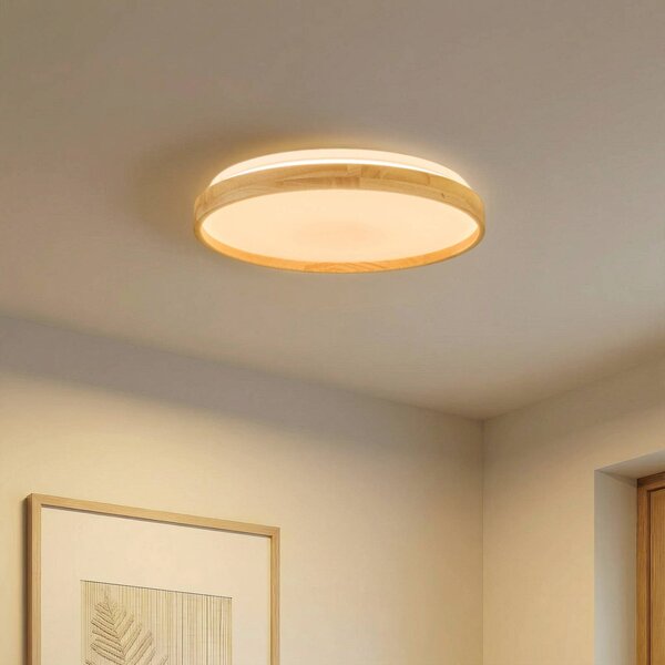 Lindby Smart LED mennyezeti lámpa Mirren fa Ø39,5cm CCT Tuya, dimmelhető, Nappali / Étkező, Műanyag, Modern