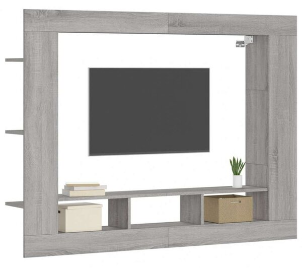 Modern Falra Szerelhető TV Szekrény - Sonoma Szürke - 152x113 cm