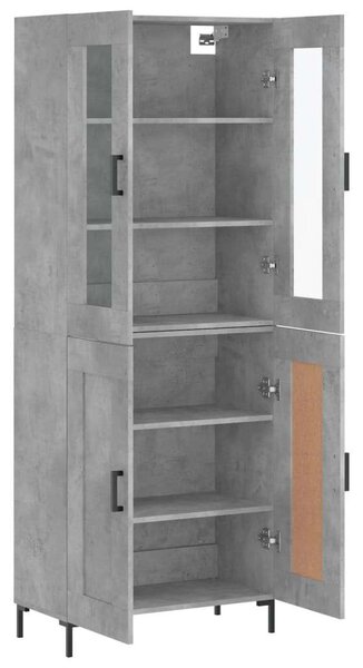 Betonszürke szerelt fa magasszekrény 69,5 x 34 x 180 cm