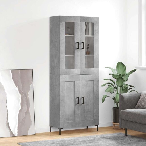 Betonszürke szerelt fa magasszekrény 69,5 x 34 x 180 cm