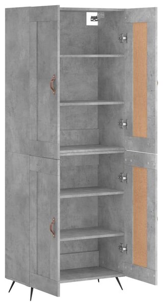 Betonszürke szerelt fa magasszekrény 69,5 x 34 x 180 cm