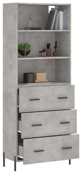 Modern Polcrendszer és Komód - Betonszürke - 69,5x34x180 cm