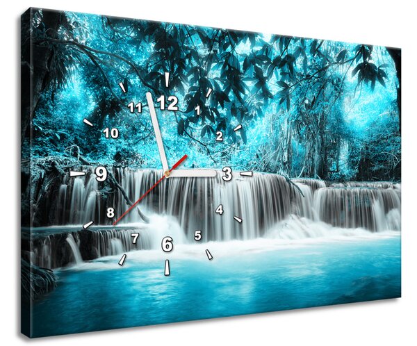 Gario Órás falikép Vízesés a kék dzsungelben Méret: 60 x 40 cm