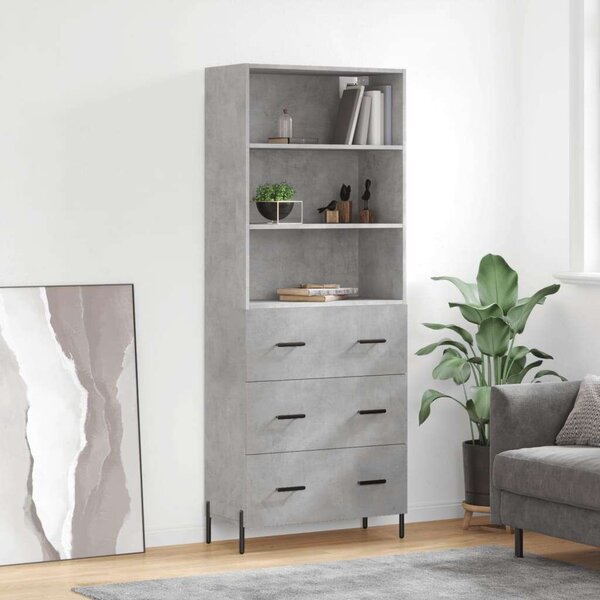 Modern Polcrendszer és Komód - Betonszürke - 69,5x34x180 cm