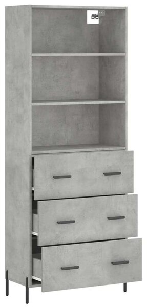 Modern Polcrendszer és Komód - Betonszürke - 69,5x34x180 cm