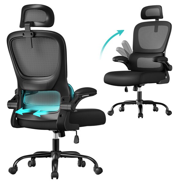 SONGMICS OBN041B01 ergonomikus irodai szék hálós háttámlával fekete