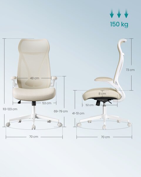 SONGMICS OBN088K01 ergonomikus irodai szék magasságállítással cappuccino bézs