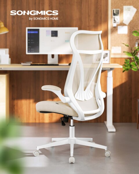 SONGMICS OBN088K01 ergonomikus irodai szék magasságállítással cappuccino bézs