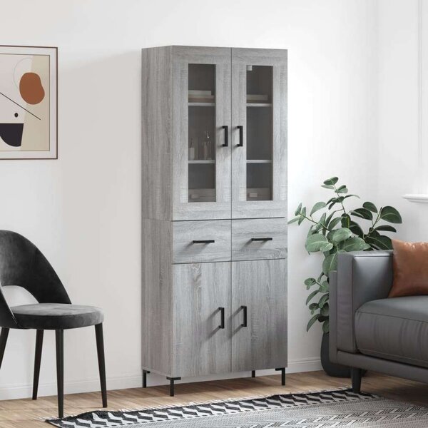 Szürke sonoma szerelt fa magasszekrény 69,5 x 34 x 180 cm
