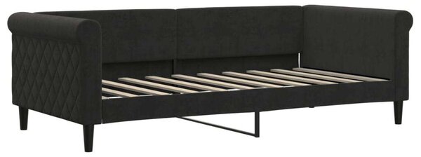 VidaXL fekete kihúzható bársony heverő fiókkal 90 x 190 cm